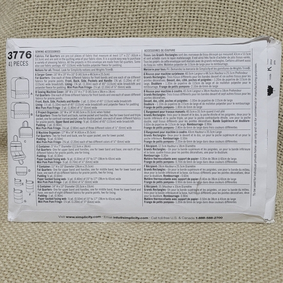 Vintage Simplicity Patttern #3776 Sewing Accessories from the Fat Quarter Club b - Picture 3 of 6